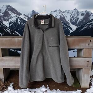 Vintage y2k Speedo Men's Gray Quarter Zip Fleece Pullover Sweatshirt Jacket XL